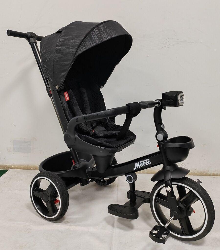 Велосипед триколісний 9155 / 365-12 BestTrike Marco чорний з батьківською ручкою поворотне сидіння