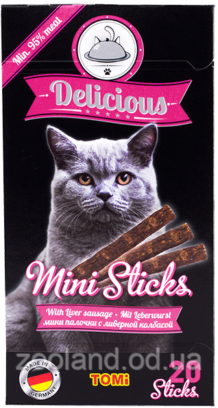 490730 TOMi Cat Delicious Mini Sticks Liver Sausage з лігвірною ковбасою, 2 г*20 шт.