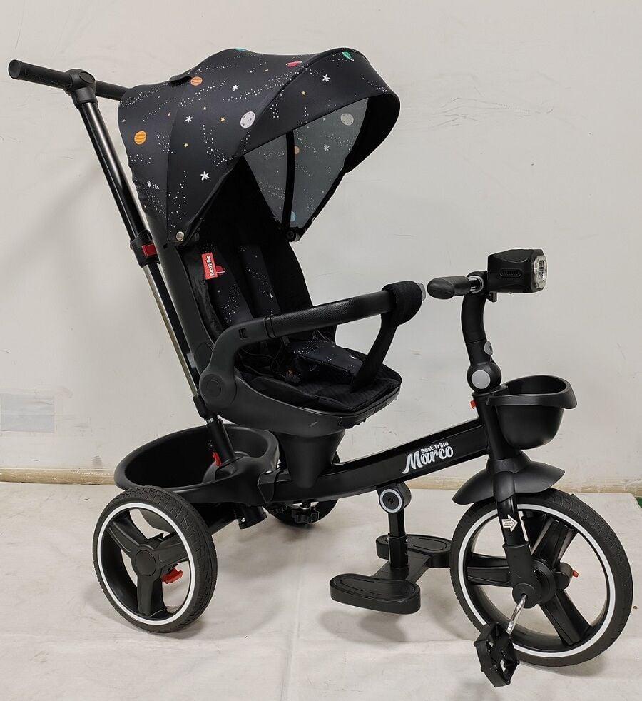 Велосипед триколісний 9155 / 374-06 BestTrike Marco чорний з батьківською ручкою поворотне сидіння, фото 1