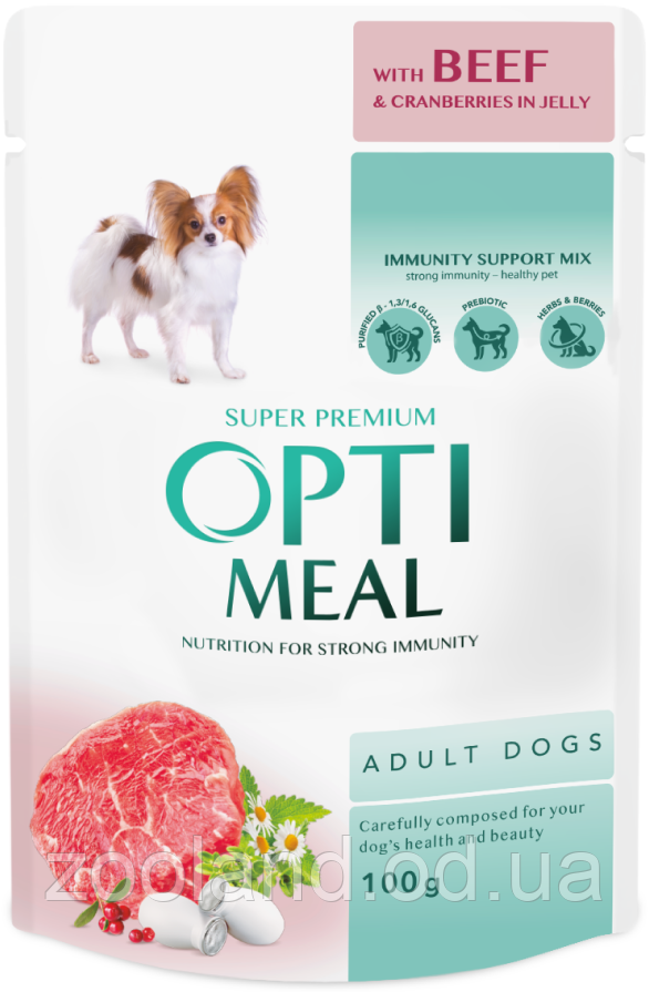 0301 Optimeal Adult Dog з яловичиною та журавлиною в желе, 12 шт.