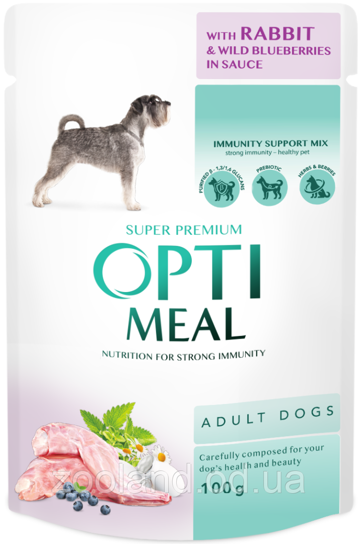Optimeal Adult Dog з кроликом і чорницею в соусі, 12 шт.