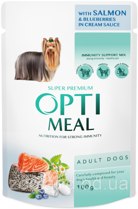 Optimeal Adult Dog з лососем і лохою в крем соусі, 12 шт.