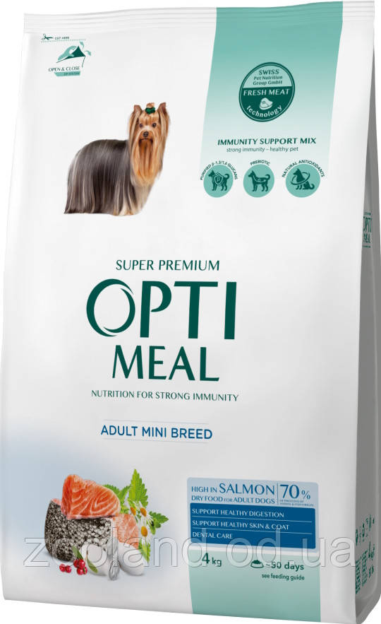 Optimeal Small Adult Dog для дорослих мінірод із лососем, 700 г