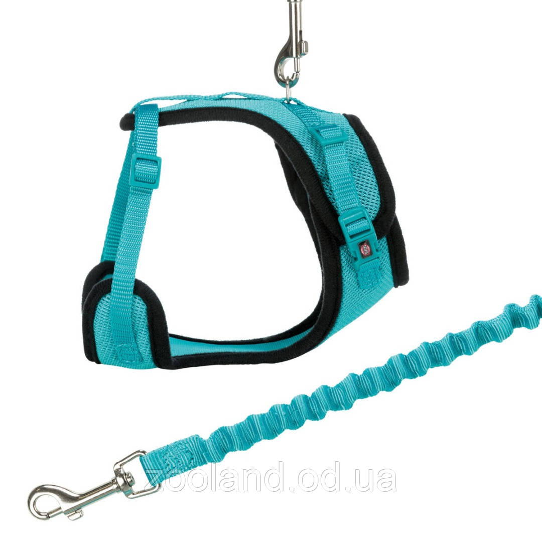 41890 Trixie Mesh Y-Harness Шлея с рывковым поводком, бірюзова