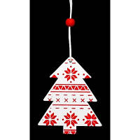Елочная игрушка Jumi 4 шт (6,5 см) Елка, дерево, белый с красный (5900410375994) i