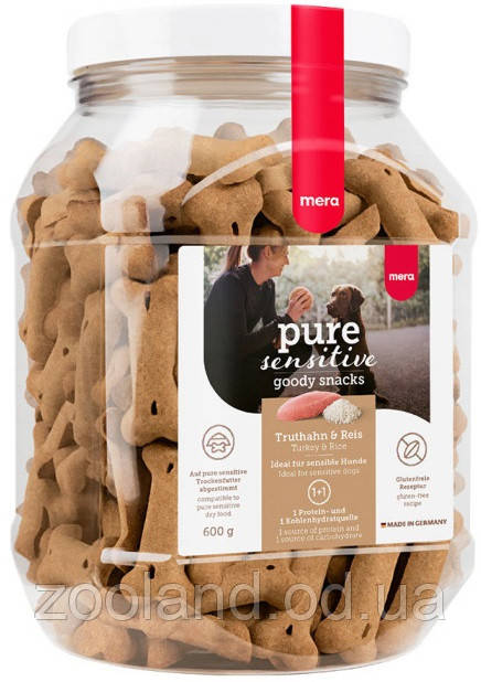 059078 - 9018 Mera Pure Sensitive snacks Truthahn & Reis, 600 гр