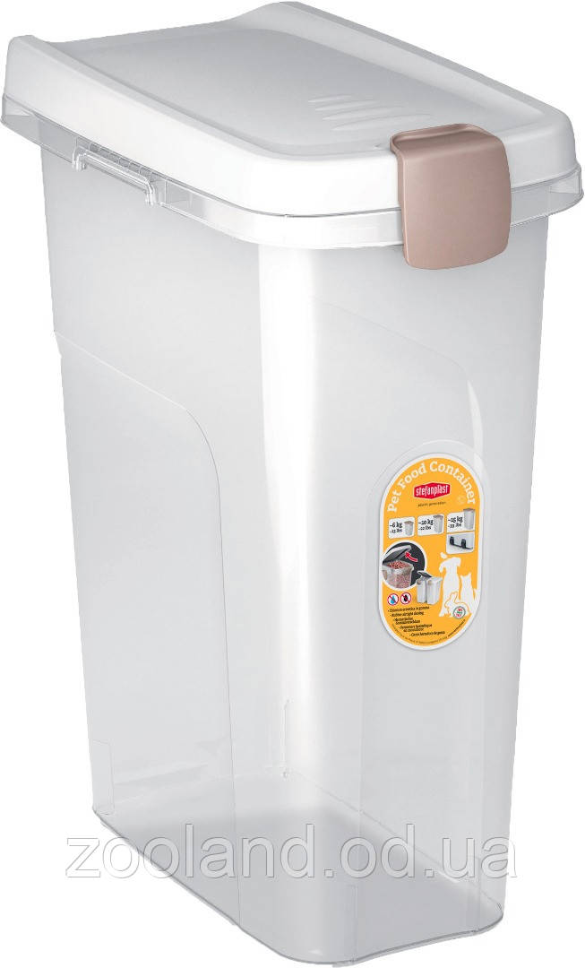 98450 Stefanplast Pet Бокс для корма 25 л, білий/прозорий