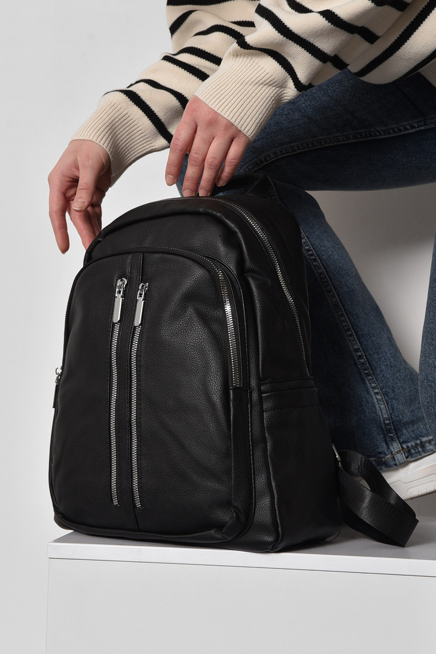 Жіночий рюкзак з екошкіри чорного кольору 173475S