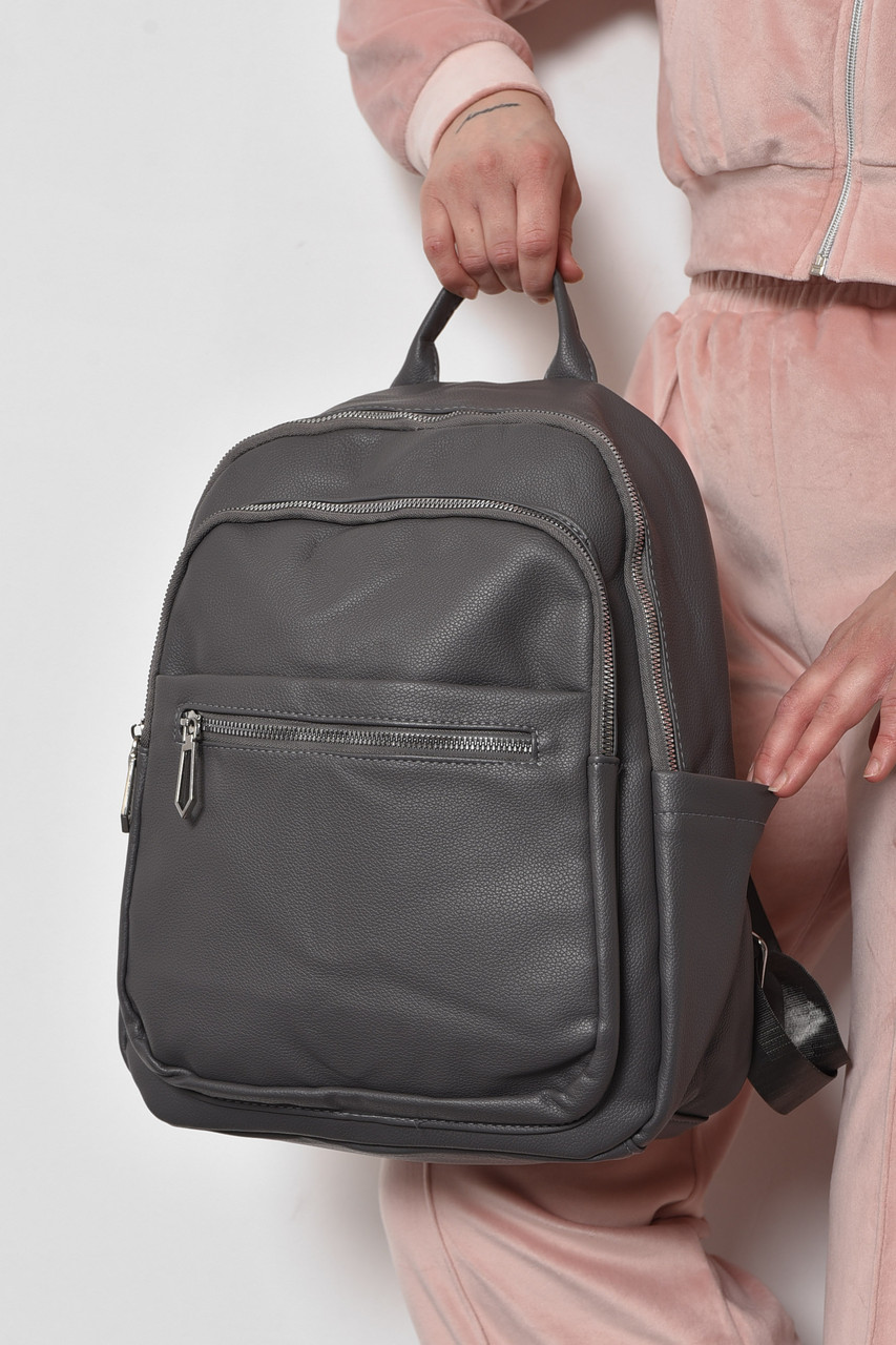 Жіночий рюкзак з екошкіри сірого кольору 173479S