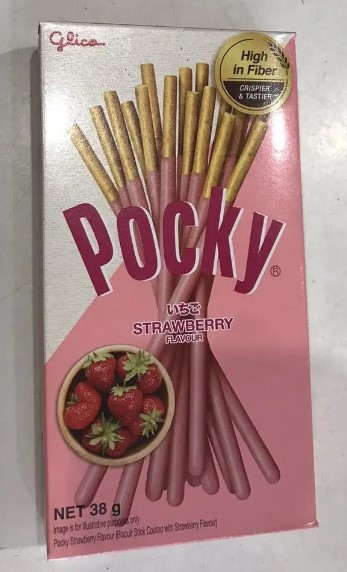 Палички з бісквіту хрумкі з полуничним кремом Glico Pocky 38г (Японія), фото 1