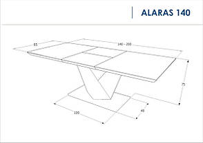Стіл ALARAS білий лак / дуб сонома 140(200)X85, фото 4