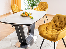 Стіл ARMANI CERAMIC білий ефект мармуру/ чорний мат 160(220)X90, фото 3