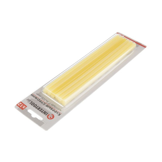 Комплект жовтих клейових стрижнів 7,4 мм х 200мм 12 шт INTERTOOL RT-1051