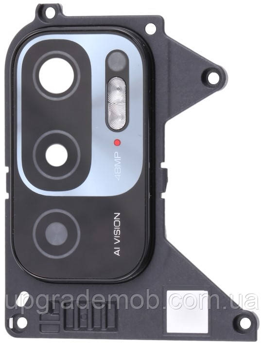 Скло камери Xiaomi Redmi Note 10 5G/Redmi Note 10T 5G з рамкою чорного кольору, фото 1