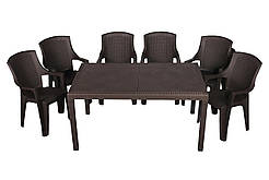 Набір Progarden стіл Prince і 6 крісел Eden коричневий