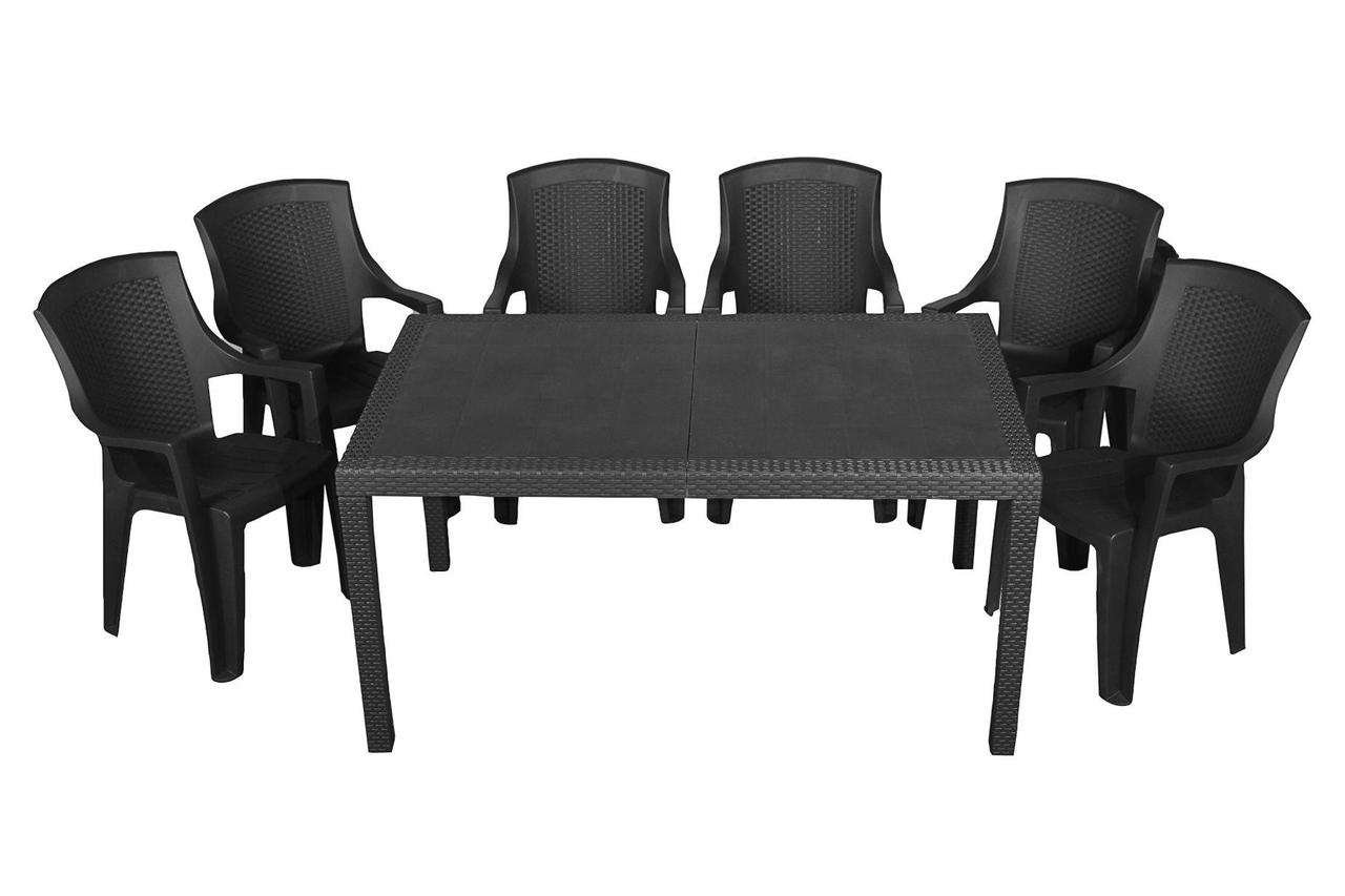 Набір Progarden стіл Prince і 6 крісел Eden антрацит - фото 1 - id-p2108141307
