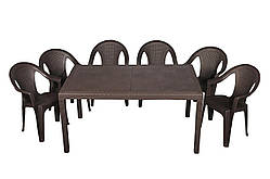 Набір Progarden стіл Prince і 6 крісел Ischia коричневий
