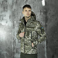 Куртка мужская демисезонная с капюшоном Пиксель Pobedov Motive з липучками
