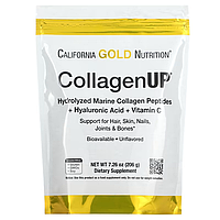 Морской коллаген California Gold Nutrition с гиалуроновой кислотой и витамином C, (206 g)