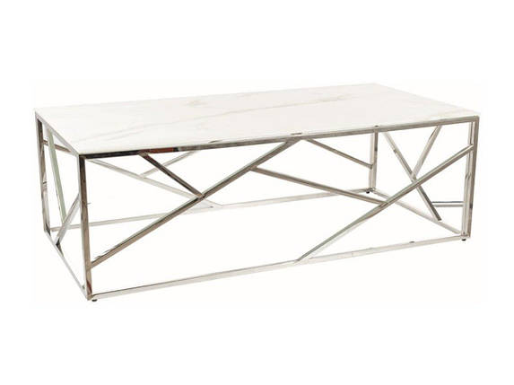 Журнальний столик ESCADA A II білий ефект мармуру/срібний 120X60, фото 1