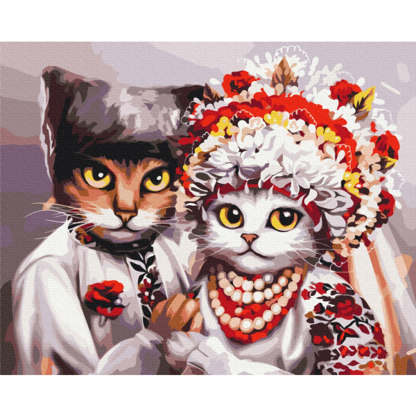 Картини за номерами 40×50 см. Весілля українських котиків @Маріанна Пащук. Brushme 3340