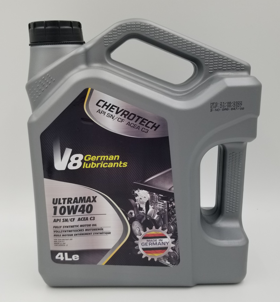 Масло ДВС 10W-40 V8 ULTRAMAX API SN/CH-4, ACEA C3, Синтетика 4-літра Ultramax - Німеччина