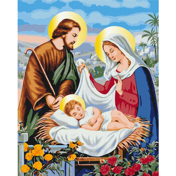 Картина за номерами 40х50 см. Свята родина з металік фарбою. Brushme 53395, фото 1