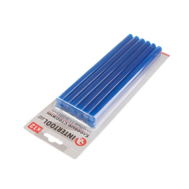 Комплект блакитних клейових стрижнів 11,2 мм х 200мм 12 шт INTERTOOL RT-1053