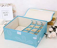 Органайзер для білизни 13 секцій, кришка на липучці. Блакитний у квіти