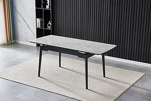 Стіл BONN CERAMIC 130(180)*80 сірий глянець/чорний каркас, фото 1