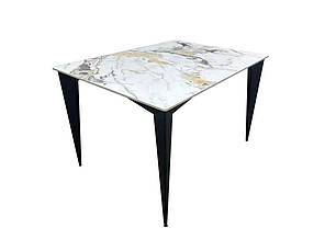Стіл NORMAN CERAMIC 120*90 gold Phoenix глянець/чорний каркас, фото 2