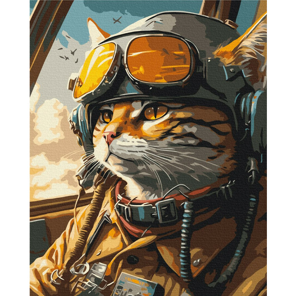 Картина за номерами 40х50 см. Котик на захисті неба. @Маріанна Пащук. Brushme 3792