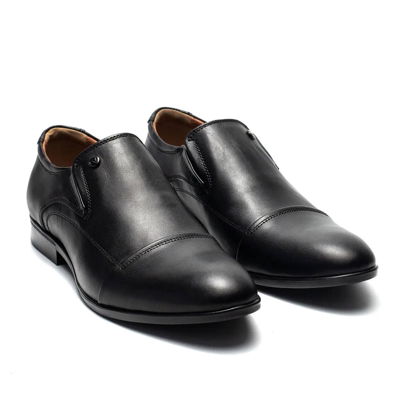 Чоловічі шкіряні чорні туфлі Cevivo — класичні, без шнурків, весна/осінь, фото 1