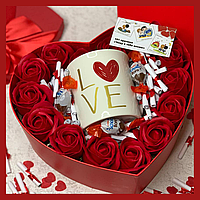 Романтический подарок подарочный бокс Любовное Объятие с розами и чашкой, уникальные и необычные подарки