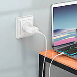 Блок живлення + кабель Type-C 2 USB Hoco 220 V Мережевий зарядний пристрій White, фото 3