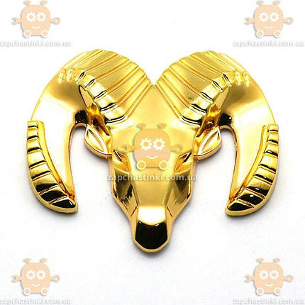 Наклейка 3D металева DODGE 5.3х4.5см ЗОЛОТА gold (емблема, значок, напис, логотип) (вр-во Тайвань), фото 2