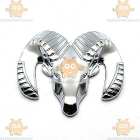 Наклейка 3D металева DODGE 7х6см СРІБЛО silver (емблема, значок, напис, логотип) (вр-во Тайвань)
