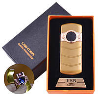 Электроимпульсная зажигалка в подарочной коробке LIGHTER (USB) HL-123 Gold