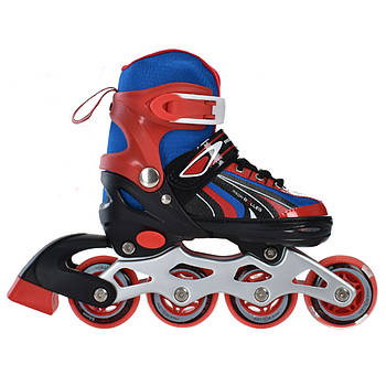 Роликові дитячі ковзани 27-30р із заднім гальмом та алюмінієвою рамі Profi A4146-XS-R Червоний