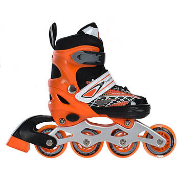 Ролики дитячі розсувні на кліпсі зі шнурівкою та гальмом розмір 27-30 Profi A4148-XS-OR Помаранчевий
