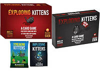 Настольная игра Exploding Kittens Взрывные котята + Блудная версия с дополнениями Шустрые + Разрывные котята