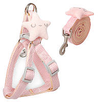 Тор! Шлея для собак или кошек с поводком Taotaopets 1710118 Pink (1.0 cm)