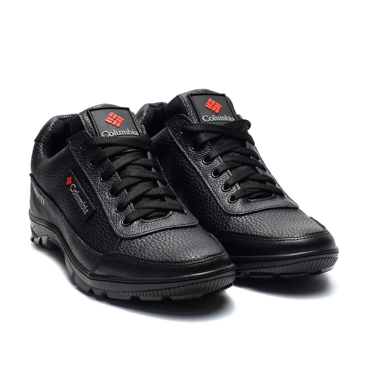 Чоловічі шкіряні кросівки осінні — чорні, фото 1