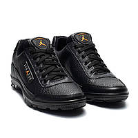 Мужские кожаные черные кроссовки весенние Jordan-j-01