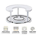 Повертний органайзер для спецій, приправ, соусів. Підставка-піднос дворівнева для кухні обертова, фото 3