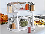 Повертний органайзер для спецій, приправ, соусів. Підставка-піднос дворівнева для кухні обертова, фото 2