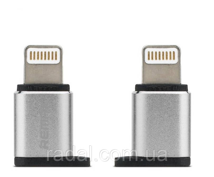 УЦ Перехідник Remax RA-USB2 Visual microUSB to Lightning срібний Пошкоджена упаковка