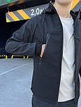 Демісезонна куртка чоловіча SoftShell осінь-весна тактична чорна. Живе фото. Вітровка софт шел, фото 3