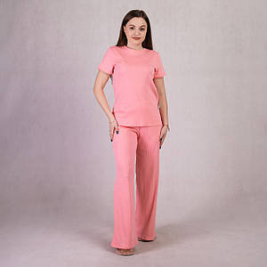 Комплект футболка зі штанами рубчик "Рожевий" 46-54р.