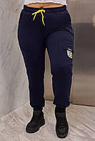 Жіночі спортивні штани брюки #44/7/10 джогери двонитка (48-50, 52-54, 56-58, 60-62 великі розміри) синий,